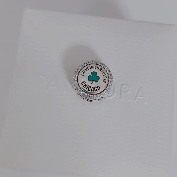 Pandora Chicago I Have Irish Roots Ih four-leaf Clover Exclusive Bead Charm S925 - Picture 8 of 8